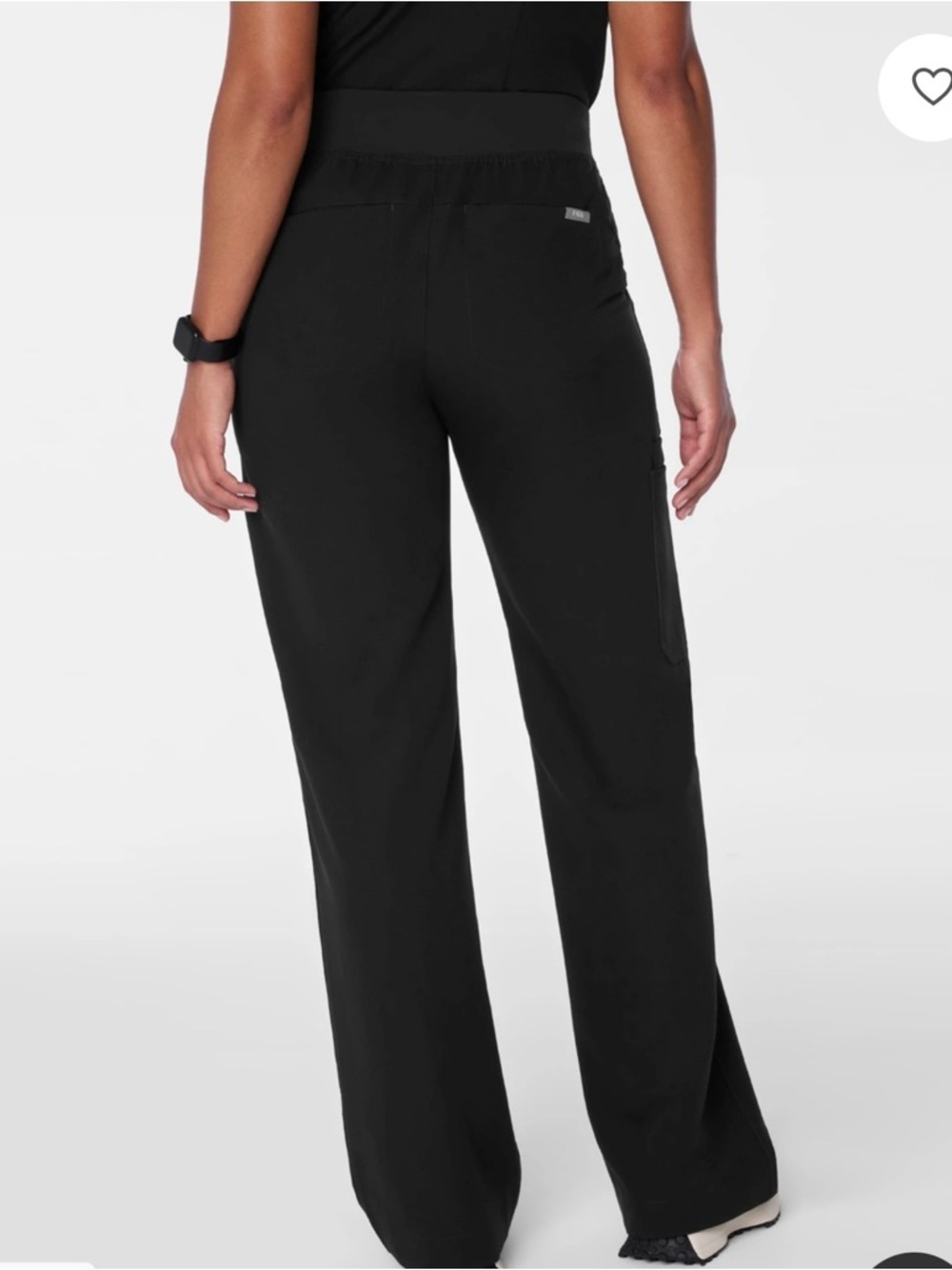 FIGS Isabel Black Women's High Waisted Wide-Leg Drawstring Scrub Pants - Picture 4 of 8